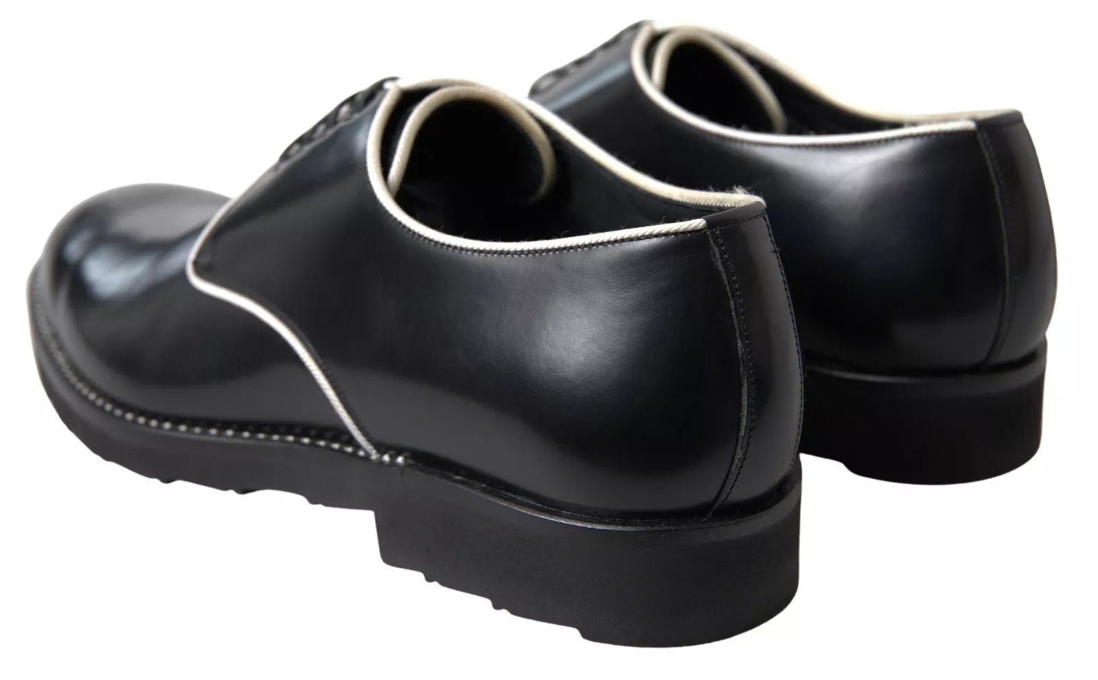 Dolce & Gabbana Black White Leather Formal Dress Shoes - Sandy Store ByNet