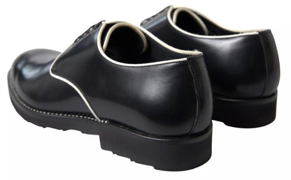 Dolce & Gabbana Black White Leather Formal Dress Shoes - Sandy Store ByNet