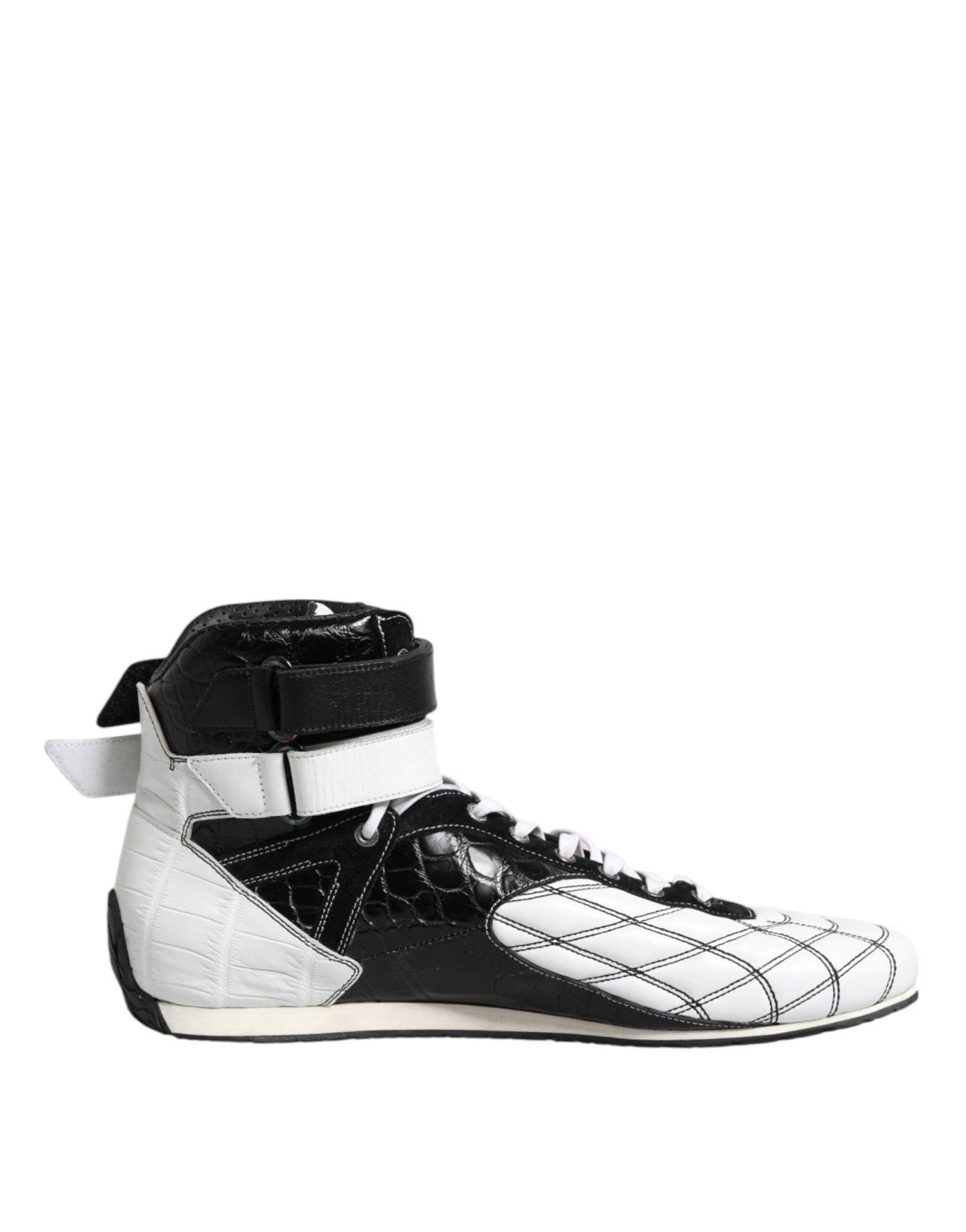 Dolce & Gabbana Black White Leather High Top Sneakers Shoes – EU44/US11 par Dolce & Gabbana | Disponible sur Sandy Store ByNet