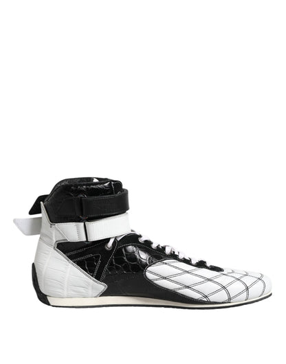 Dolce & Gabbana Black White Leather High Top Sneakers Shoes – EU44/US11 par Dolce & Gabbana | Disponible sur Sandy Store ByNet