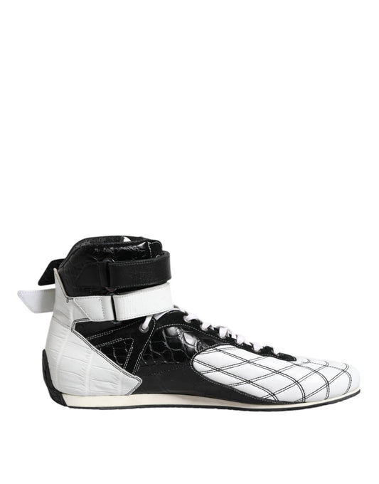 Dolce & Gabbana Black White Leather High Top Sneakers Shoes – EU44/US11 par Dolce & Gabbana | Disponible sur Sandy Store ByNet