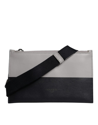 Dolce & Gabbana Black White Leather Logo Embossed Crossbody Bag – par Dolce & Gabbana | Disponible sur Sandy Store ByNet