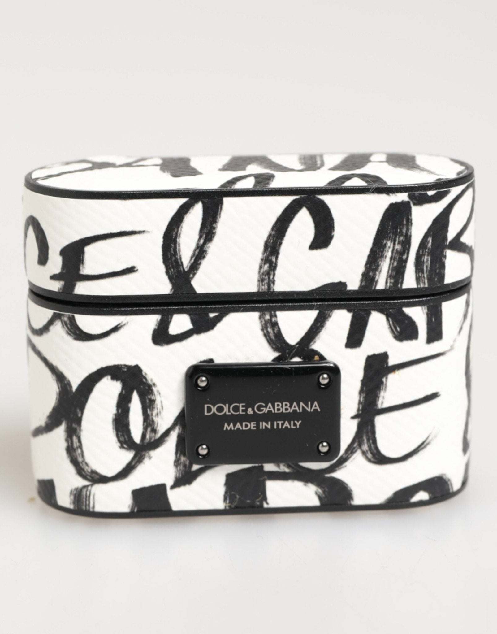 Dolce & Gabbana Black White Leather Monogram Print Logo Holder Airpods Case – par Dolce & Gabbana | Disponible sur Sandy Store ByNet