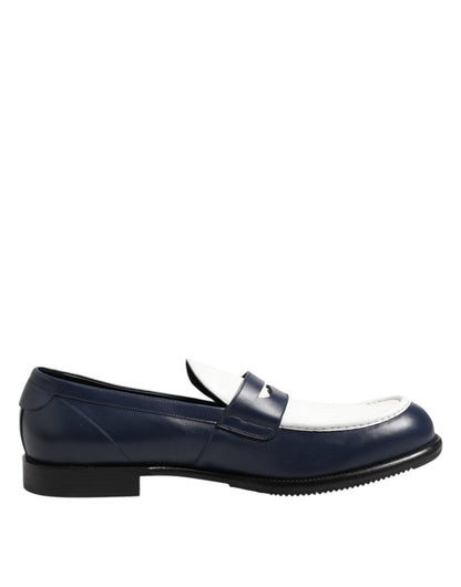 Dolce & Gabbana Black White Leather Slip On Loafers Men Dress Shoes – EU49/US16 par Dolce & Gabbana | Disponible sur Sandy Store ByNet