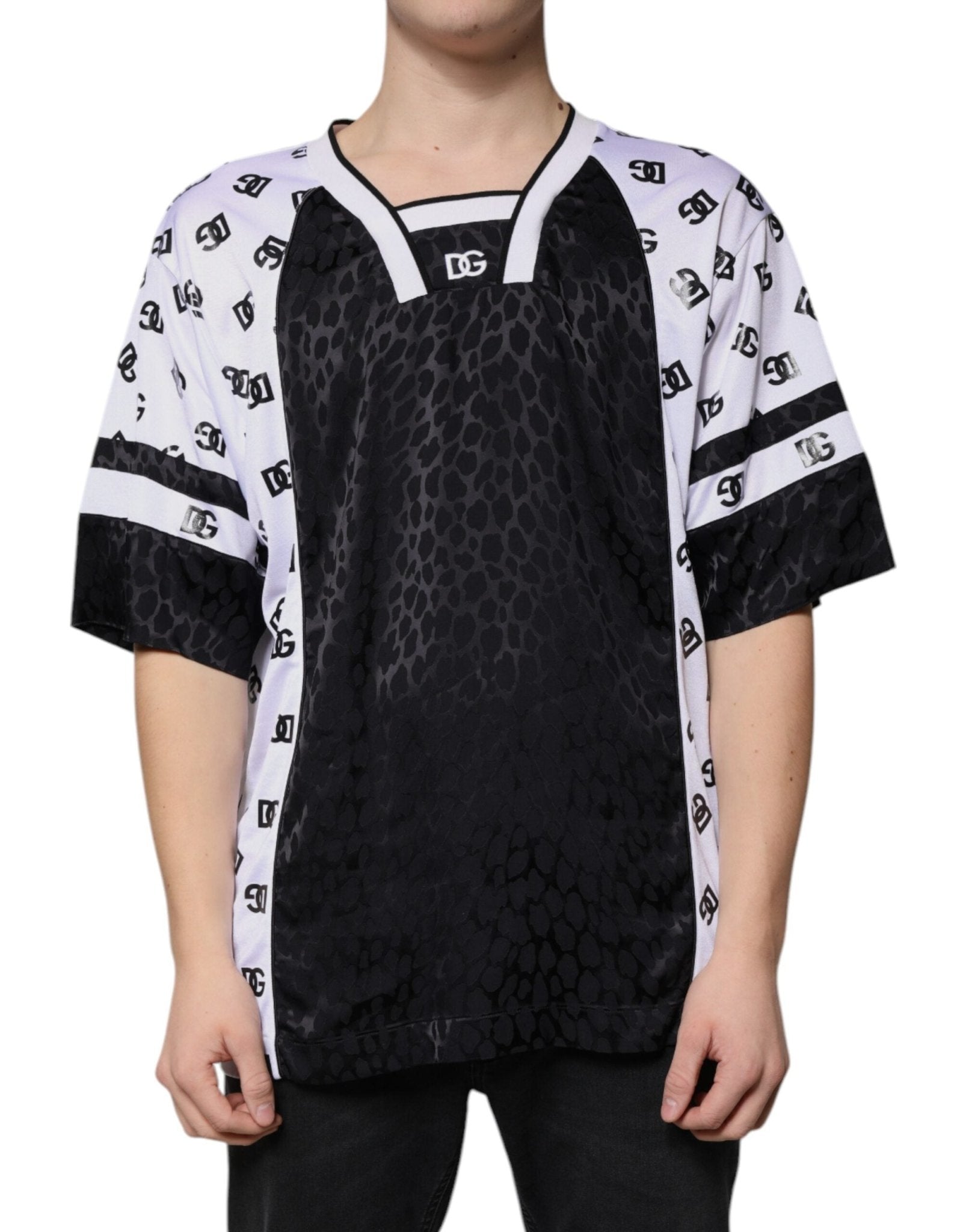 Dolce & Gabbana Black White Logo Men Short Sleeves T-shirt – IT52 | XL par Dolce & Gabbana | Disponible sur Sandy Store ByNet