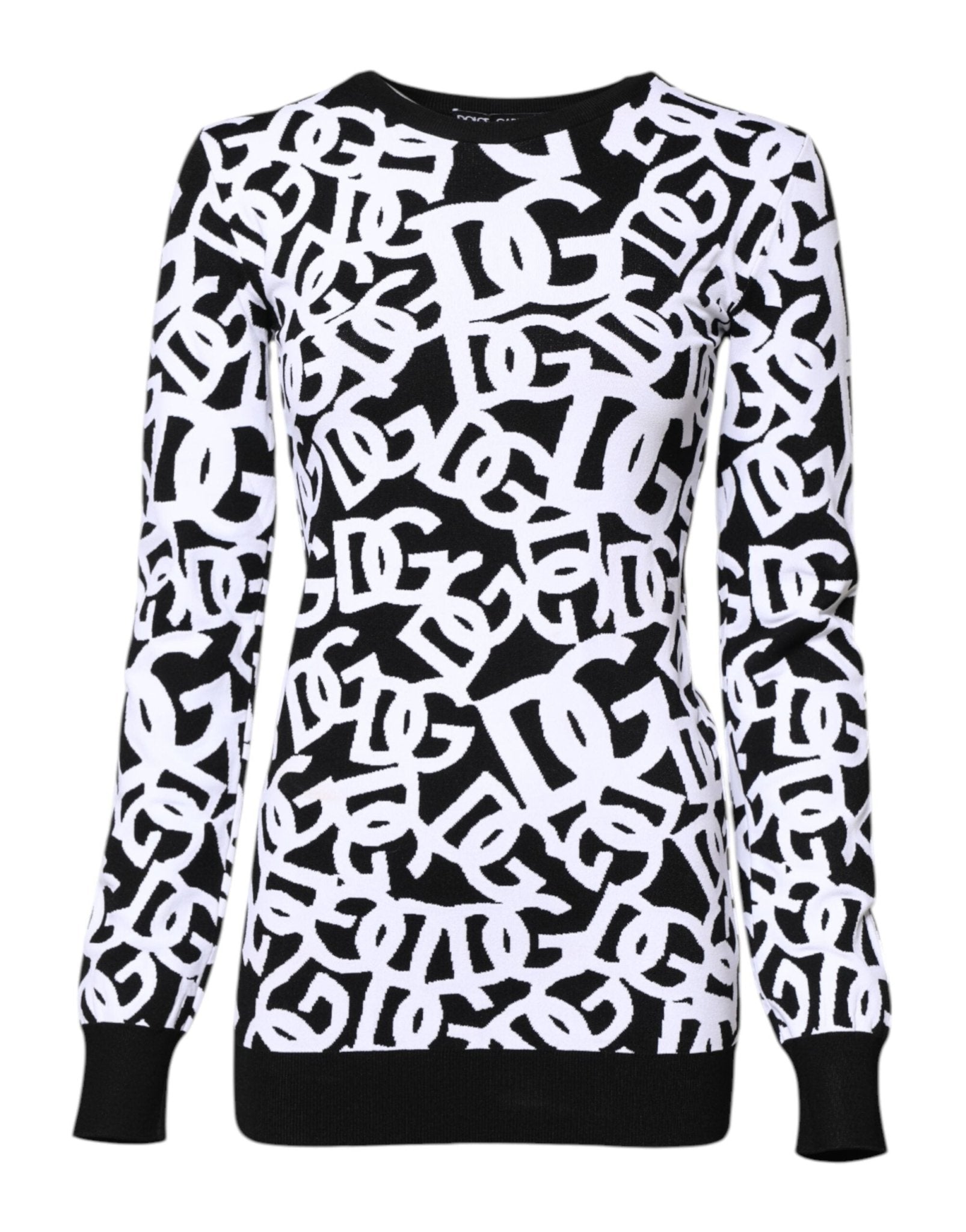 Dolce & Gabbana Black White Logo Print Women Pullover Sweater – IT40|S par Dolce & Gabbana | Disponible sur Sandy Store ByNet