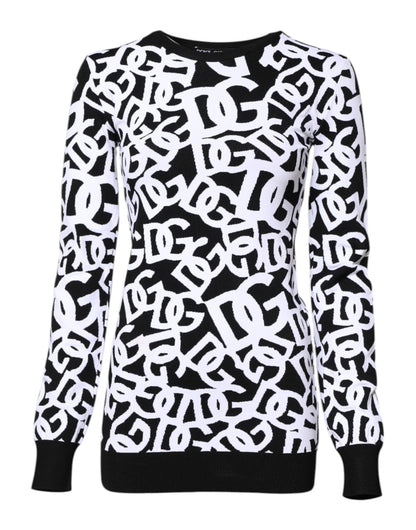 Dolce & Gabbana Black White Logo Print Women Pullover Sweater – IT40|S par Dolce & Gabbana | Disponible sur Sandy Store ByNet
