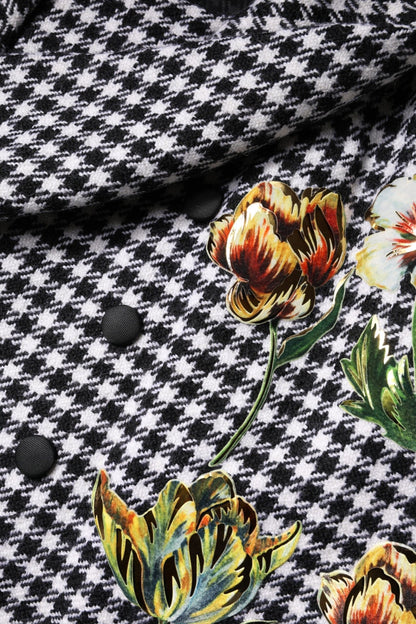 Dolce & Gabbana Black White Monochrome Patterned Floral Cape Jacket - Sandy Store ByNet