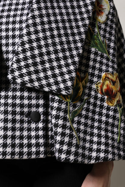 Dolce & Gabbana Black White Monochrome Patterned Floral Cape Jacket - Sandy Store ByNet