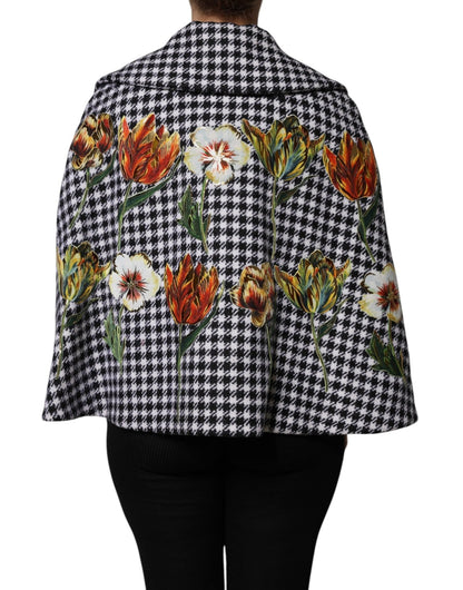 Dolce & Gabbana Black White Monochrome Patterned Floral Cape Jacket - Sandy Store ByNet