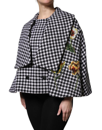 Dolce & Gabbana Black White Monochrome Patterned Floral Cape Jacket - Sandy Store ByNet