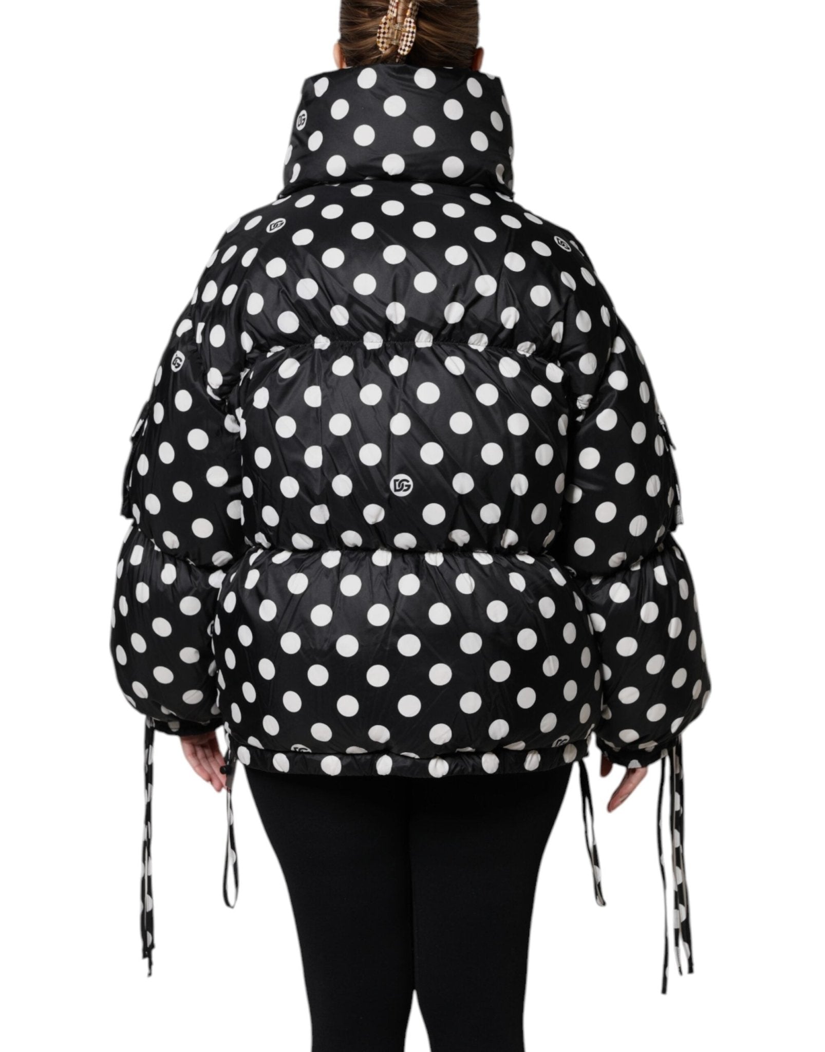 Dolce & Gabbana Black White Polka Dot Full Zip Puffer Jacket - Sandy Store ByNet