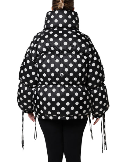 Dolce & Gabbana Black White Polka Dot Full Zip Puffer Jacket - Sandy Store ByNet