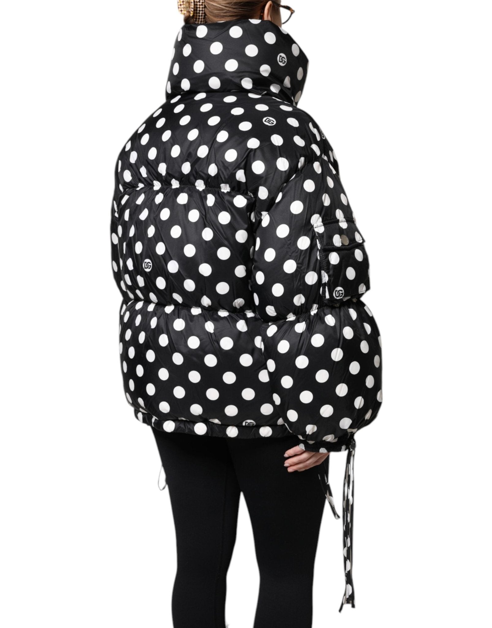 Dolce & Gabbana Black White Polka Dot Full Zip Puffer Jacket - Sandy Store ByNet