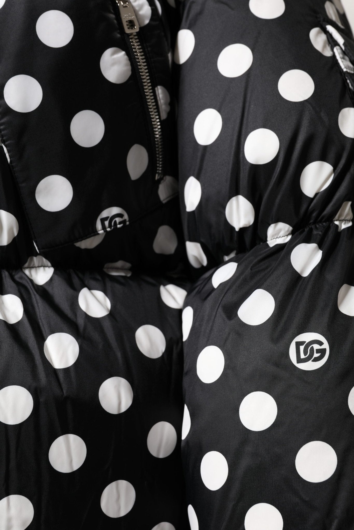 Dolce & Gabbana Black White Polka Dot Full Zip Puffer Jacket - Sandy Store ByNet