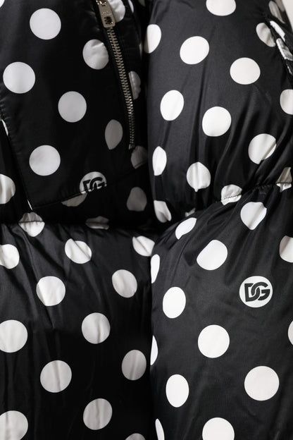 Dolce & Gabbana Black White Polka Dot Full Zip Puffer Jacket - Sandy Store ByNet