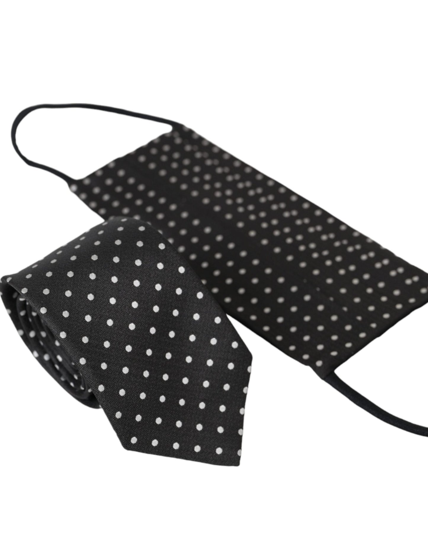 Dolce & Gabbana Black White Polka Dots 100% Silk Necktie Face Mask – par Dolce & Gabbana | Disponible sur Sandy Store ByNet