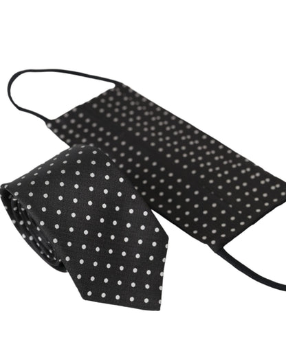 Dolce & Gabbana Black White Polka Dots 100% Silk Necktie Face Mask – par Dolce & Gabbana | Disponible sur Sandy Store ByNet