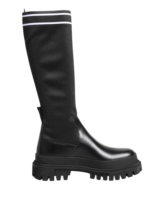 Dolce & Gabbana Black White Polyester Socks High Boots Shoes – EU39/US8.5 par Dolce & Gabbana | Disponible sur Sandy Store ByNet