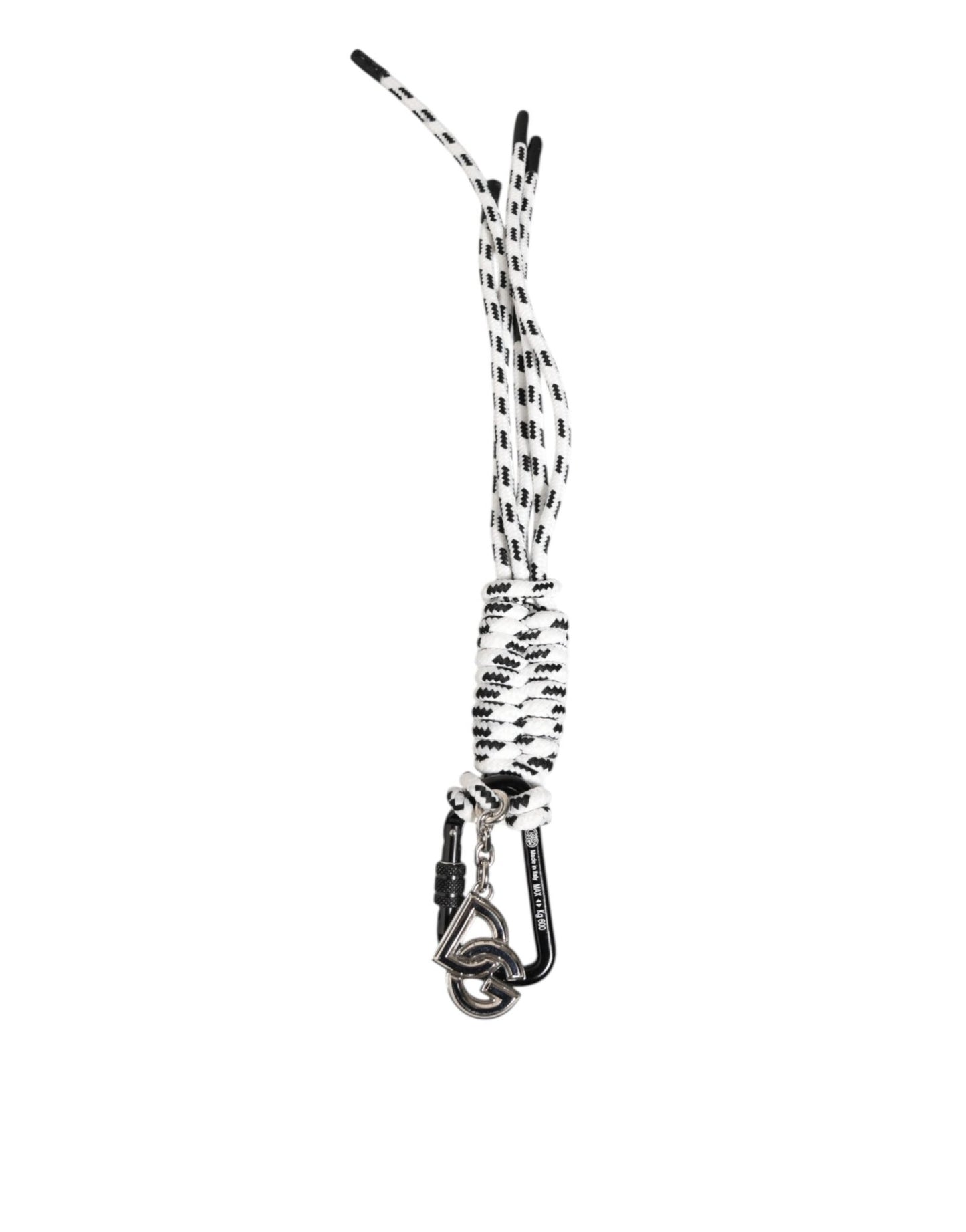 Dolce & Gabbana Black White Polyester Tape String DG Logo Keychain Keyring – par Dolce & Gabbana | Disponible sur Sandy Store ByNet
