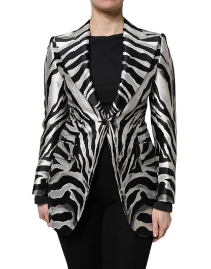 Dolce & Gabbana Black White Polyester Women Blazer Jacket – IT38 | XS par Dolce & Gabbana | Disponible sur Sandy Store ByNet
