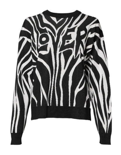 Dolce & Gabbana Black White Print Women Pullover Sweater – IT40|S par Dolce & Gabbana | Disponible sur Sandy Store ByNet
