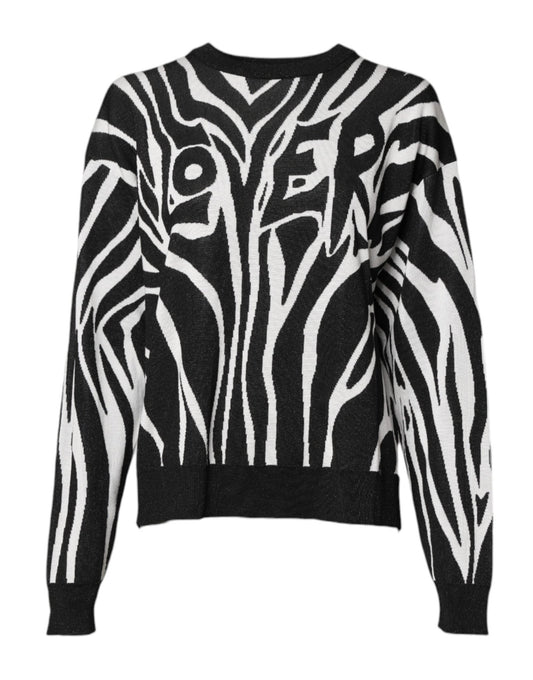 Dolce & Gabbana Black White Print Women Pullover Sweater – IT40|S par Dolce & Gabbana | Disponible sur Sandy Store ByNet