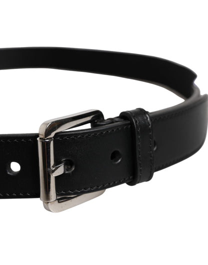 Dolce & Gabbana Black White Printed Metal Logo Buckle Belt - Sandy Store ByNet