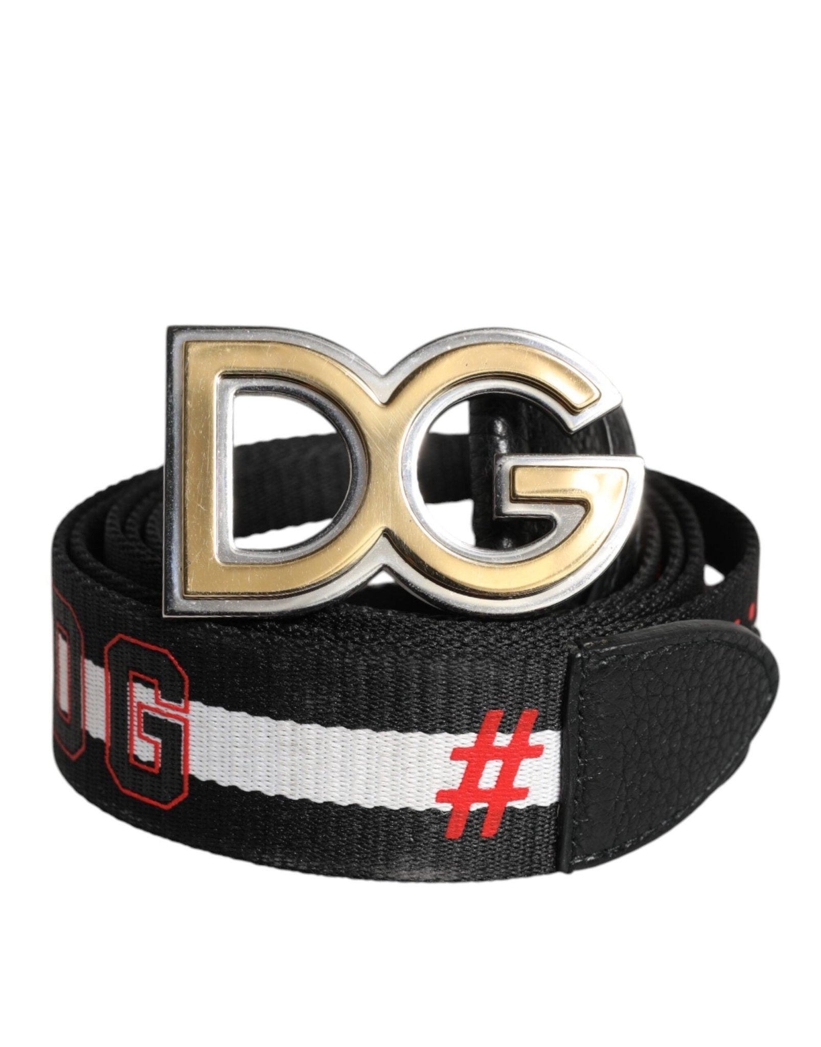 Dolce & Gabbana Black White Printed Metal Logo Buckle Belt – 100 cm / 40 Inches par Dolce & Gabbana | Disponible sur Sandy Store ByNet