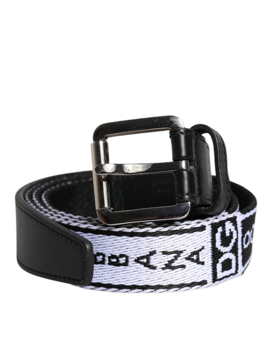 Dolce & Gabbana Black White Printed Metal Logo Buckle Belt - Sandy Store ByNet