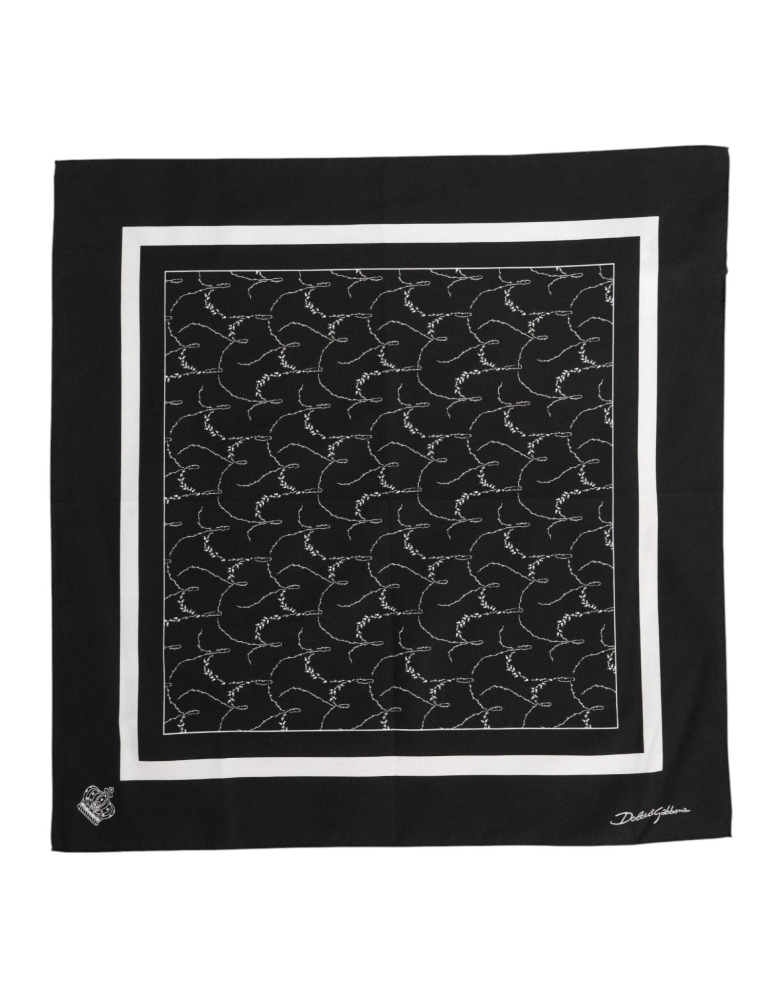 Dolce & Gabbana Black White Printed Square Foulard Scarf – par Dolce & Gabbana | Disponible sur Sandy Store ByNet