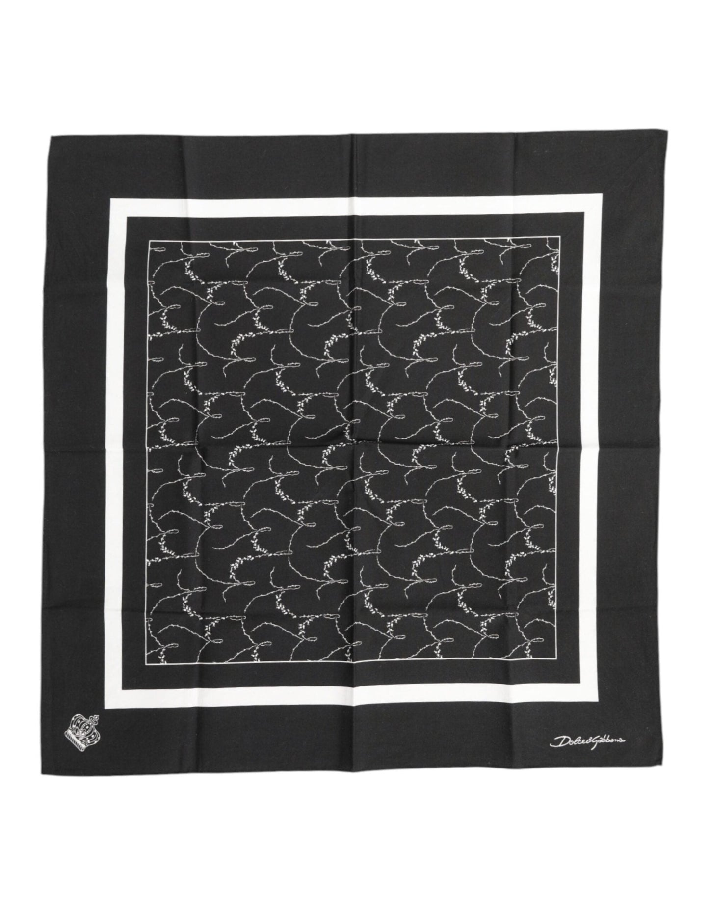 Dolce & Gabbana Black White Printed Square Foulard Scarf – par Dolce & Gabbana | Disponible sur Sandy Store ByNet
