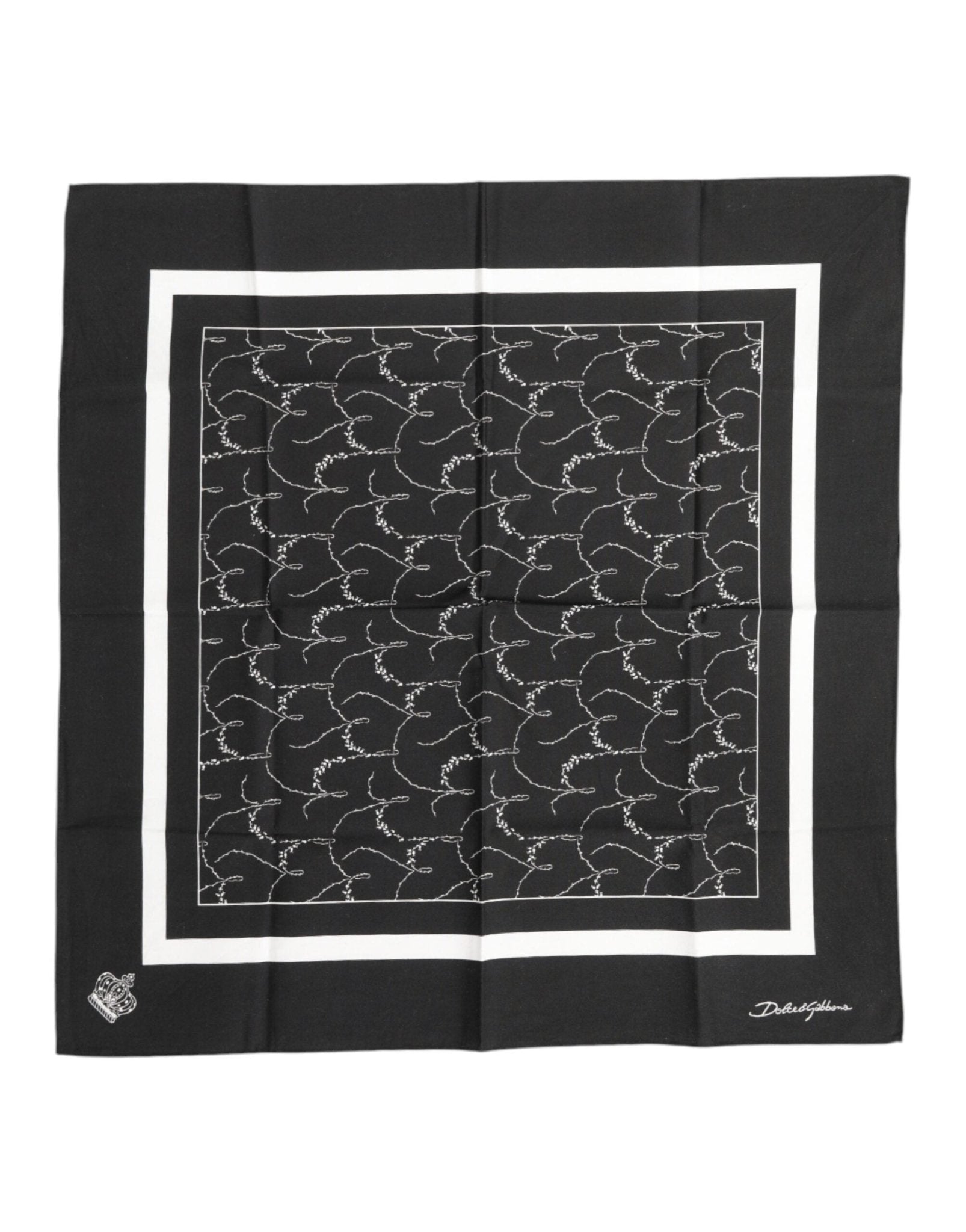 Dolce & Gabbana Black White Printed Square Foulard Scarf – par Dolce & Gabbana | Disponible sur Sandy Store ByNet