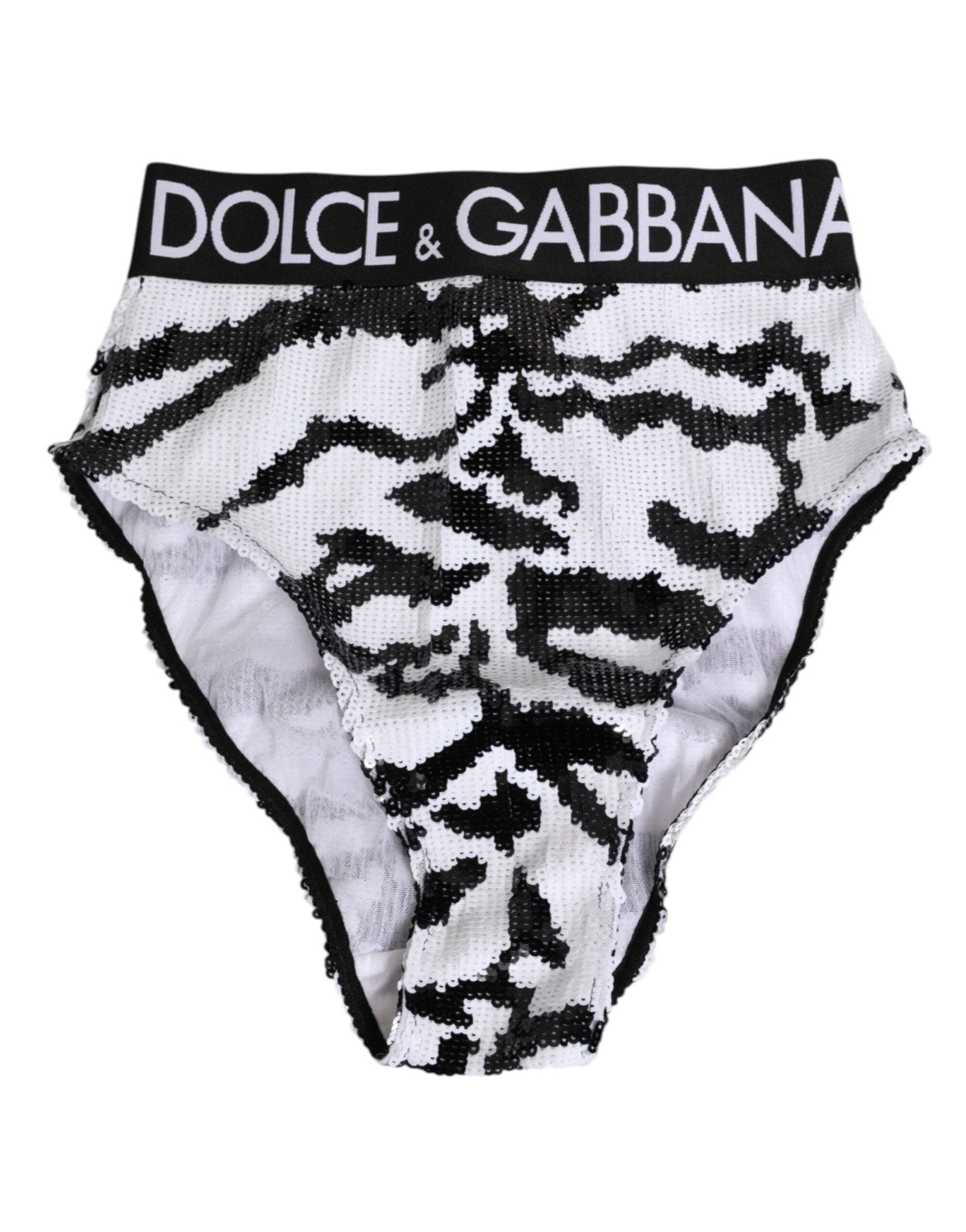 Dolce & Gabbana Black White Sequin High Waist Panty Underwear – IT2 | S par Dolce & Gabbana | Disponible sur Sandy Store ByNet