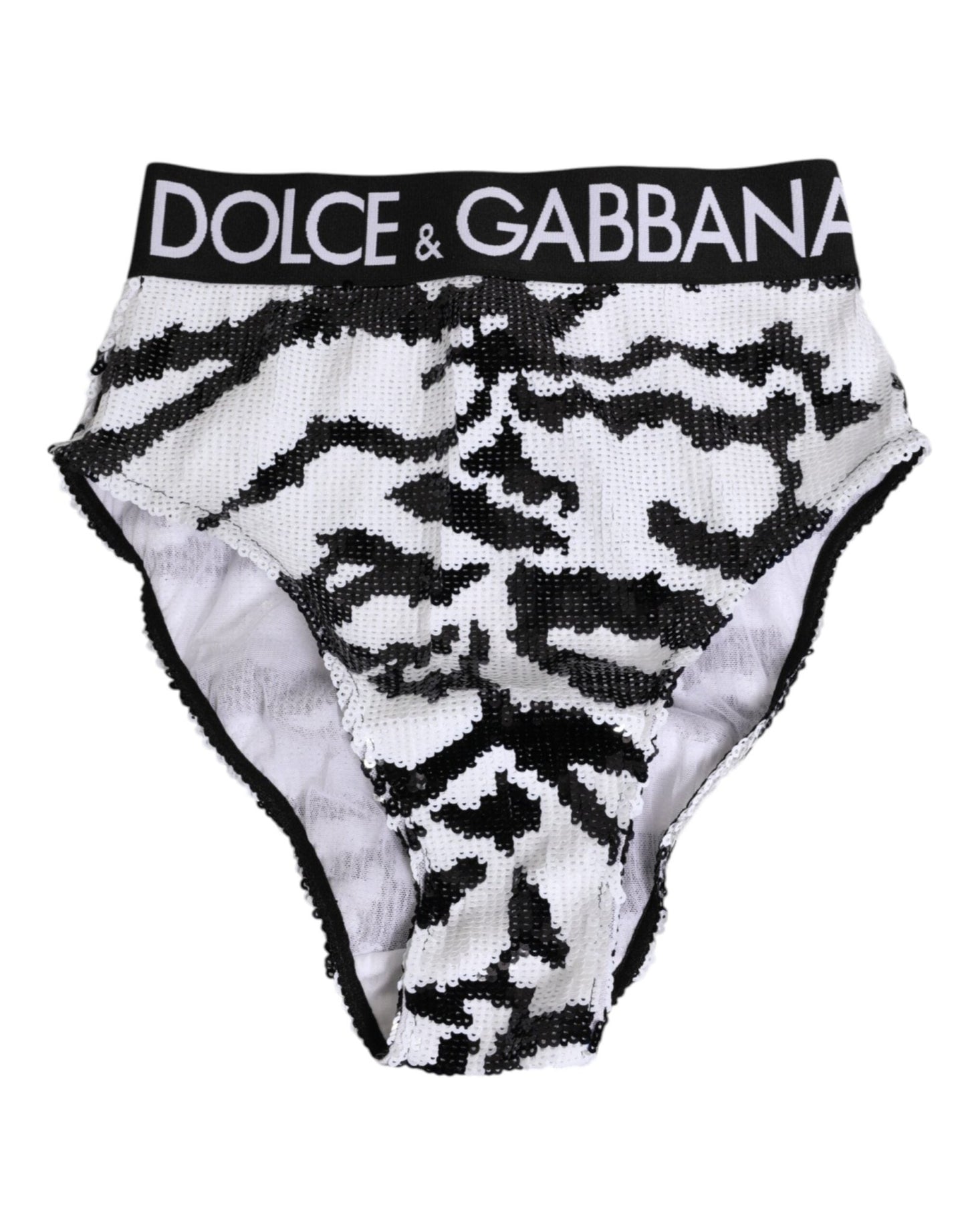 Dolce & Gabbana Black White Sequin High Waist Panty Underwear – IT2 | S par Dolce & Gabbana | Disponible sur Sandy Store ByNet
