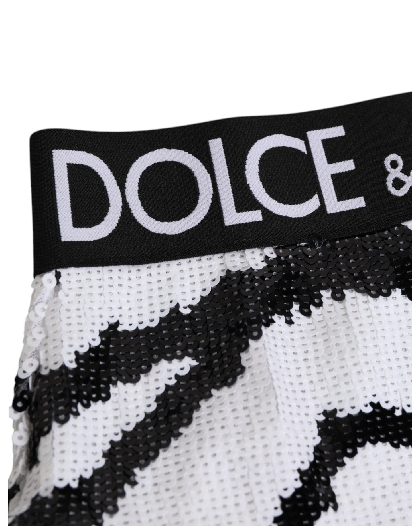Dolce & Gabbana Black White Sequin High Waist Panty Underwear – IT2 | S par Dolce & Gabbana | Disponible sur Sandy Store ByNet