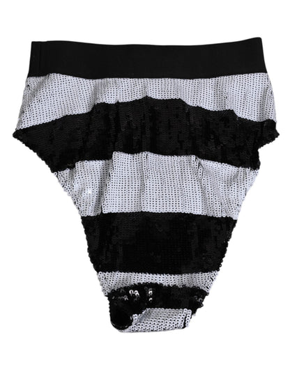 Dolce & Gabbana Black White Sequin High Waist Panty Underwear – IT2 | S par Dolce & Gabbana | Disponible sur Sandy Store ByNet