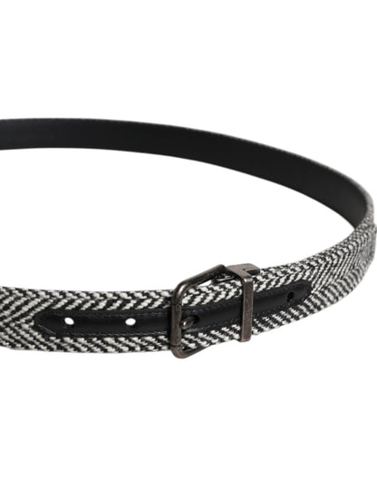 Dolce & Gabbana Black White Silver Tone Metal Buckle Belt - Sandy Store ByNet