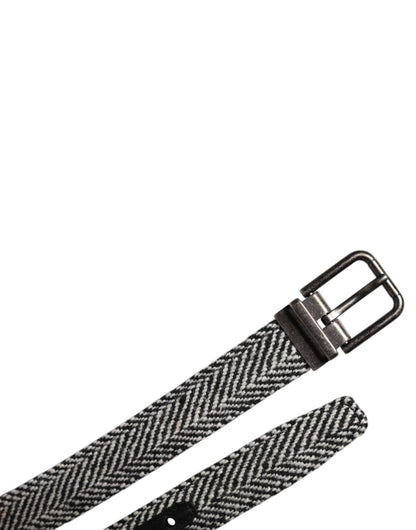 Dolce & Gabbana Black White Silver Tone Metal Buckle Belt - Sandy Store ByNet
