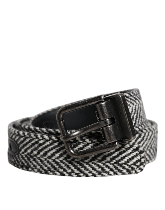 Dolce & Gabbana Black White Silver Tone Metal Buckle Belt - Sandy Store ByNet