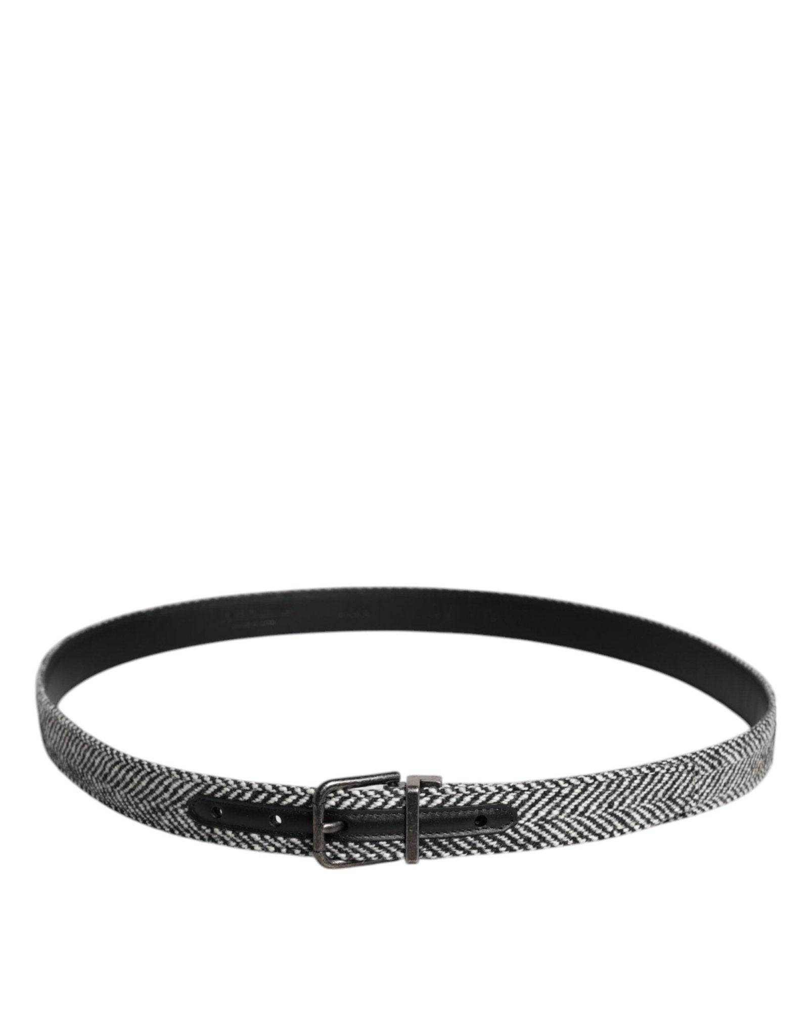 Dolce & Gabbana Black White Silver Tone Metal Buckle Belt - Sandy Store ByNet