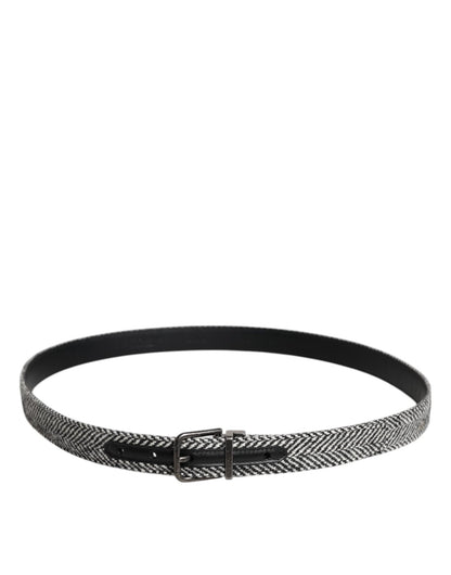 Dolce & Gabbana Black White Silver Tone Metal Buckle Belt - Sandy Store ByNet