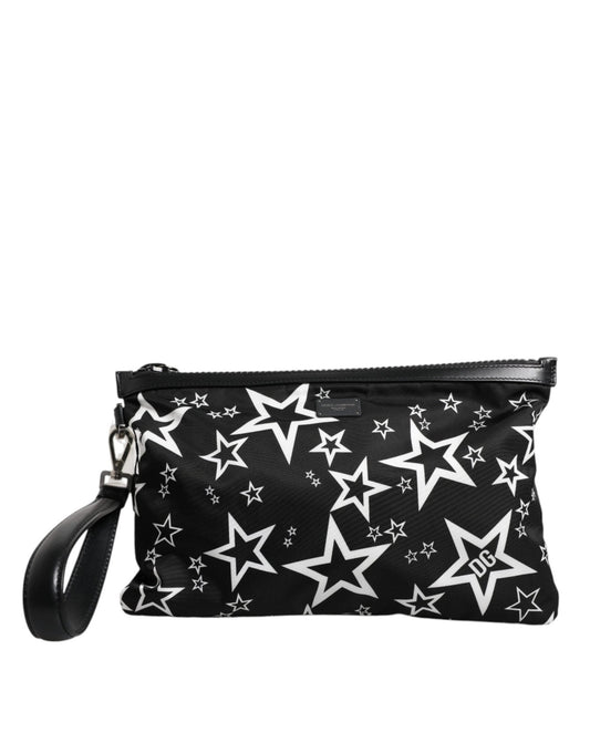 Dolce & Gabbana Black White Stars Pattern Clutch Pouch Bag - Sandy Store ByNet
