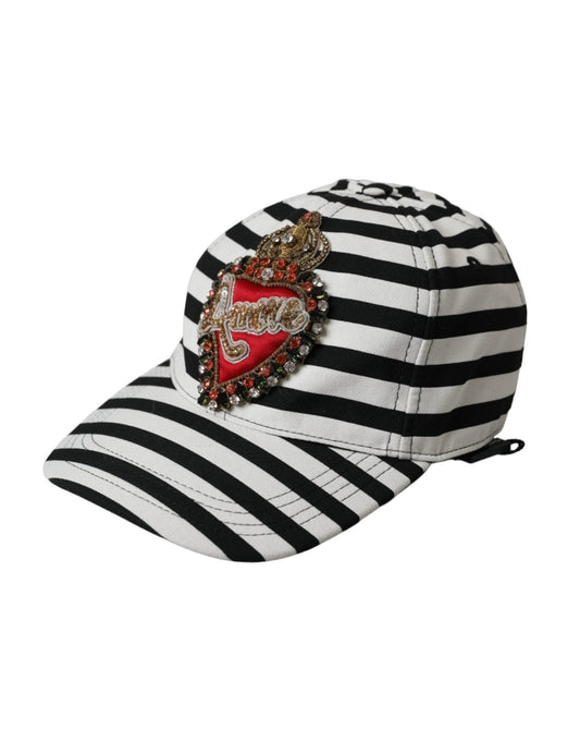 Dolce & Gabbana Black White Stripe Amore Heart Applique Baseball Hat – 57 cm|S par Dolce & Gabbana | Disponible sur Sandy Store ByNet