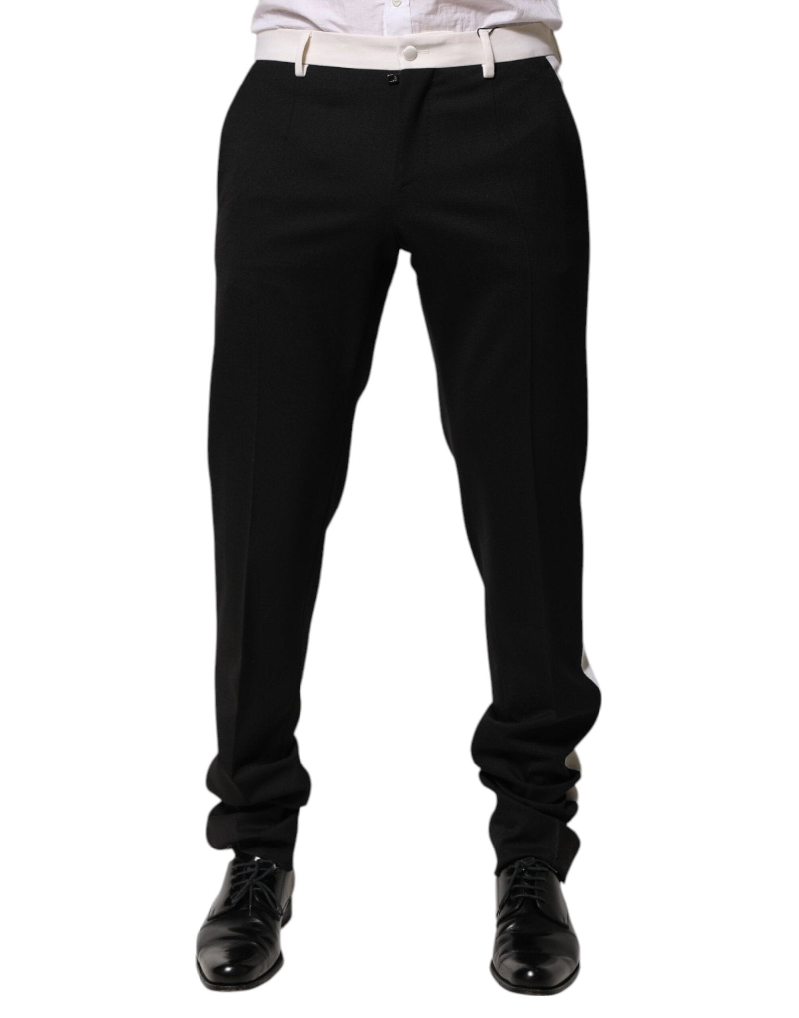 Dolce & Gabbana Black White Stripe Wool Men Trouser Pants – IT48 | M par Dolce & Gabbana | Disponible sur Sandy Store ByNet