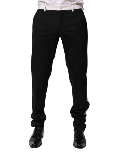 Dolce & Gabbana Black White Stripe Wool Men Trouser Pants – IT48 | M par Dolce & Gabbana | Disponible sur Sandy Store ByNet