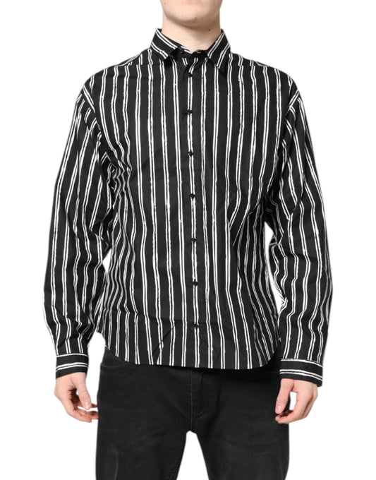 Dolce & Gabbana Black White Striped Cotton Dress Shirt – IT41 | L par Dolce & Gabbana | Disponible sur Sandy Store ByNet