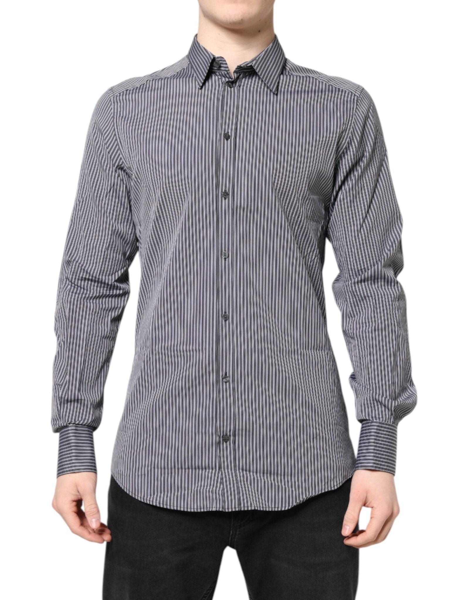 Dolce & Gabbana Black White Striped GOLD Formal Dress Shirt – IT37 | XS par Dolce & Gabbana | Disponible sur Sandy Store ByNet
