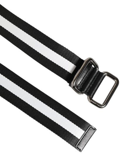 Dolce & Gabbana Black White Striped Logo Metal Buckle Belt – 100 cm / 40 Inches par Dolce & Gabbana | Disponible sur Sandy Store ByNet