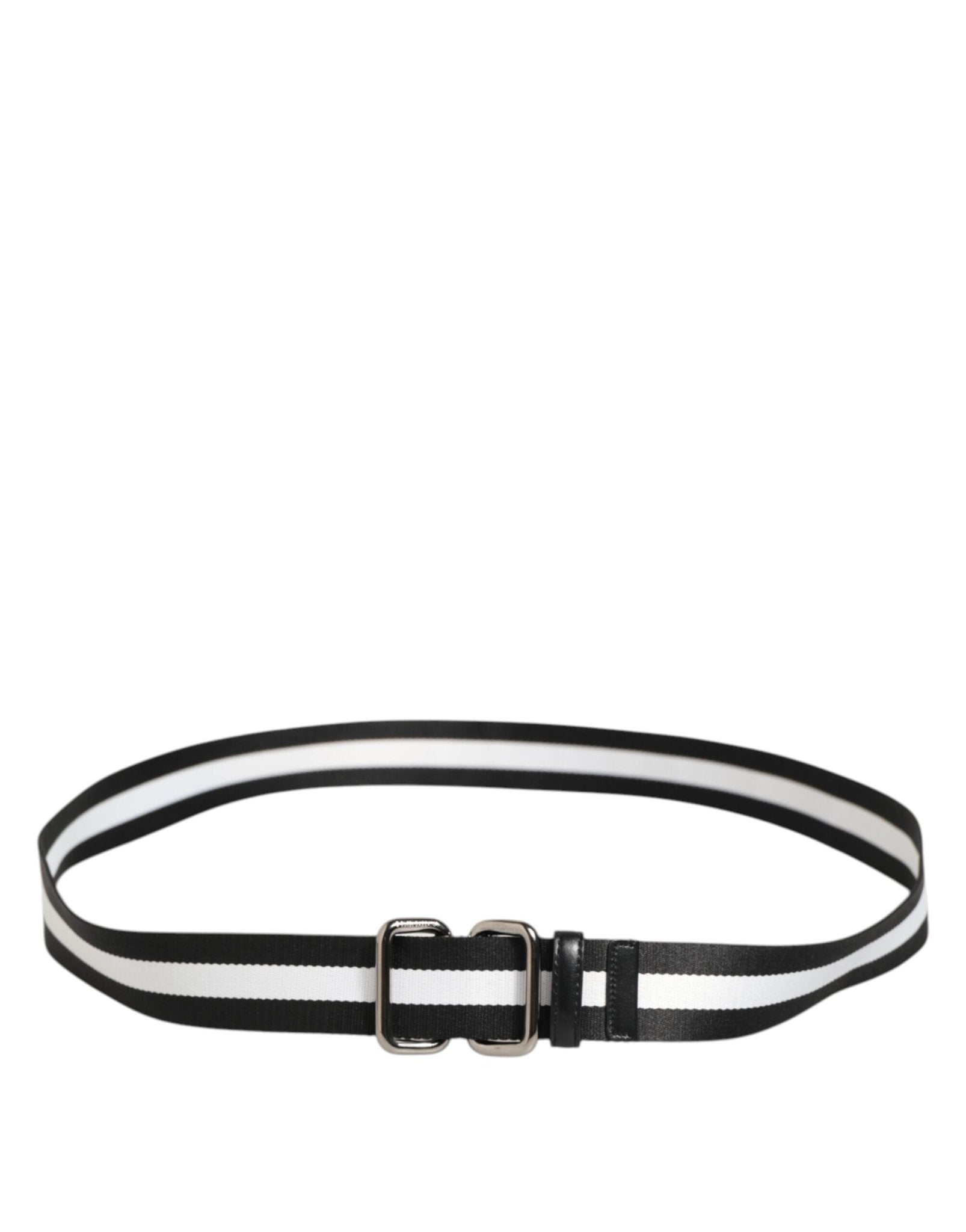 Dolce & Gabbana Black White Striped Logo Metal Buckle Belt – 100 cm / 40 Inches par Dolce & Gabbana | Disponible sur Sandy Store ByNet